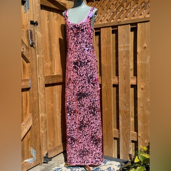 🆕 SIMKHAI 🧿 NWOT Bex Sequined Embellished Maxi Dress, Sorbet Pink - Sz US 6 - Picture 2 of 13